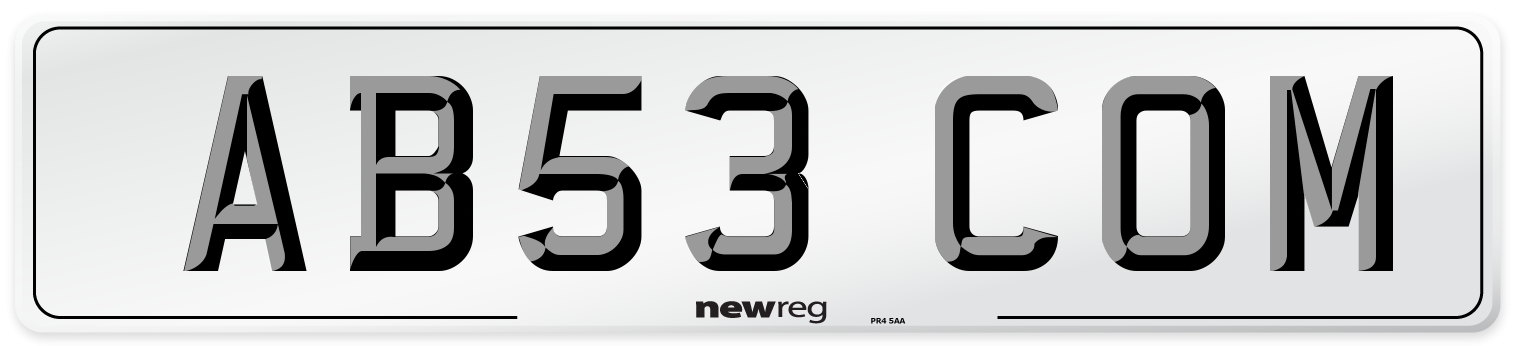 AB53 COM Number Plate from New Reg